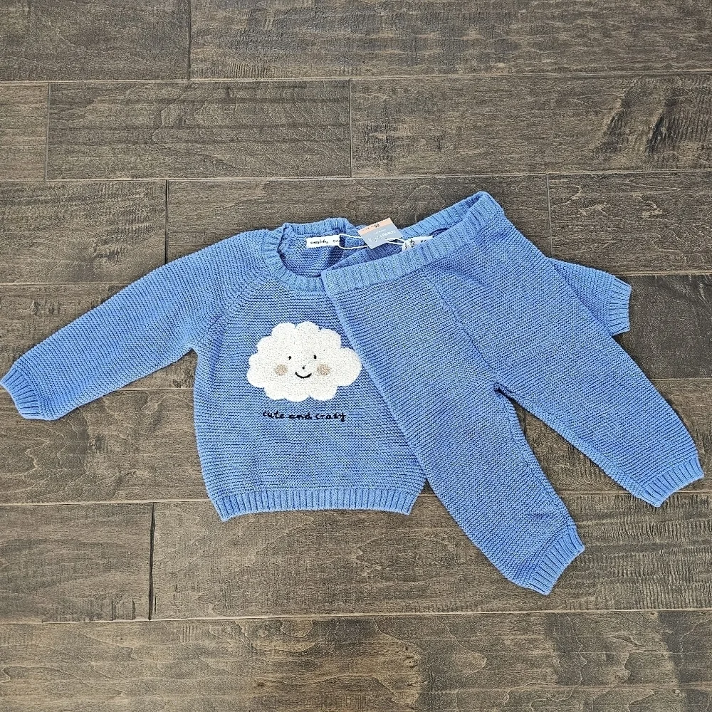 New Sinsay Cute and Crazy Baby Boy Knit Sweater Set Sz 9-12 Months